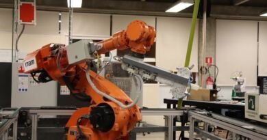 Industrial robot arm illustrating AI automation on a factory workbench