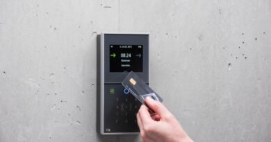A secure card reader controlling door access, the model Ethyca Astralis applies to enterprise agents