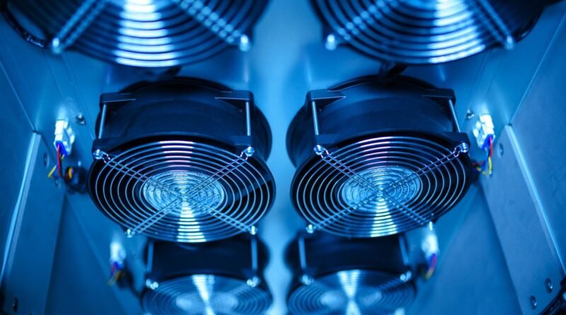 Cooling fans in a server room, where the inference costs Microsoft in-house AI models target are paid