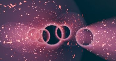 An abstract render of a tunnel of pink particles, the kind of output AI image generation produces