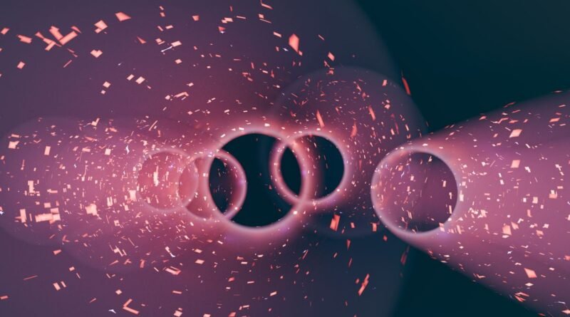 An abstract render of a tunnel of pink particles, the kind of output AI image generation produces