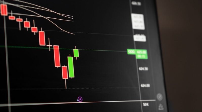 A candlestick chart trending downward, the economics of how AI companies make money