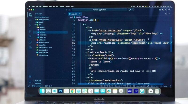 A laptop with a code editor open on a rooftop, the reach of a Meta open source model