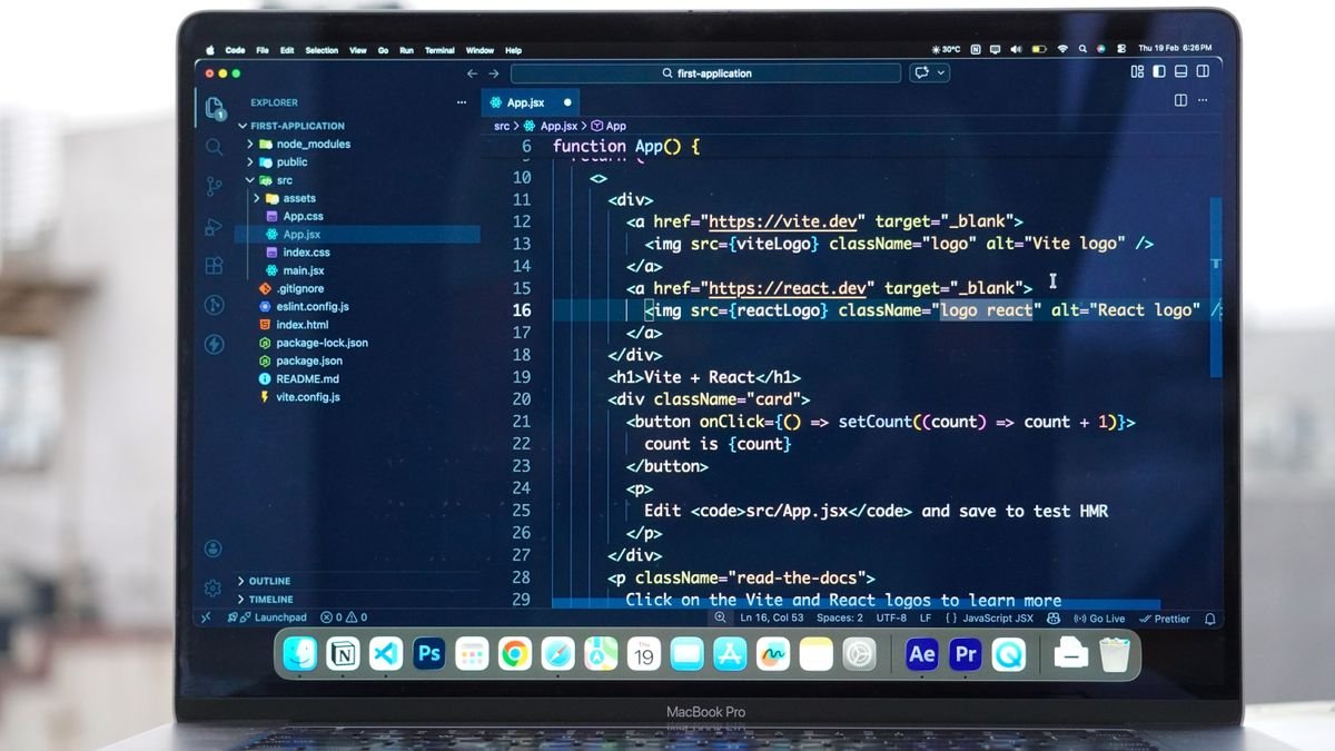 A laptop with a code editor open on a rooftop, the reach of a Meta open source model