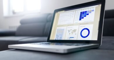 A laptop showing analytics and graphs, the presentation layer of AI benchmarks