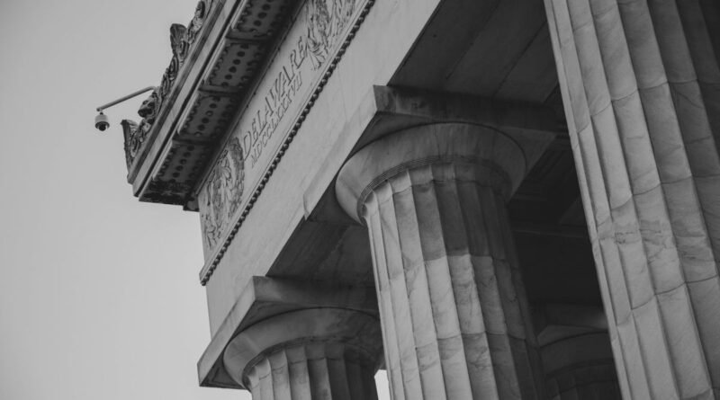 The columns of the Lincoln Memorial, near where the AI model testing framework was agreed