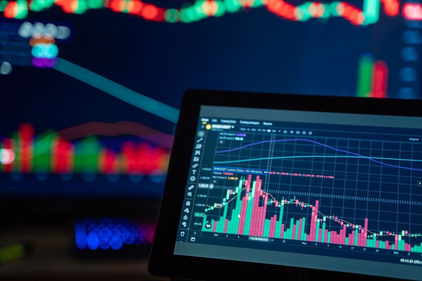 Trading screen, illustrating bill gates warns ai is 'powerful enough to drive events that cause a