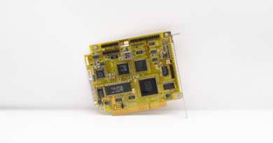 Yellow circuit board on a white background, illustrating OpenAI's delayed GPT-6.1 Astra model