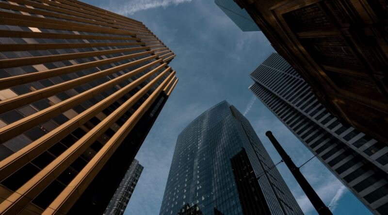 OpenAI $30B funding round illustrated by a financial district skyline