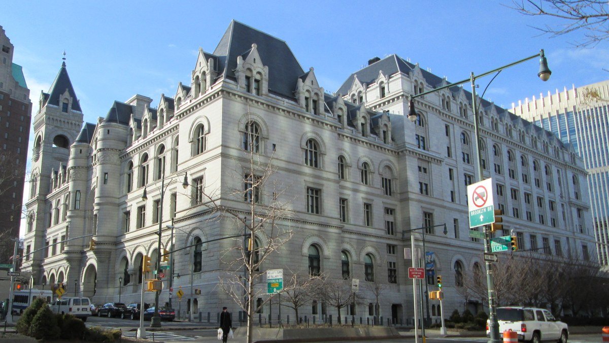 Stone federal bankruptcy courthouse on a city corner, illustrating the Disney Character.AI deal